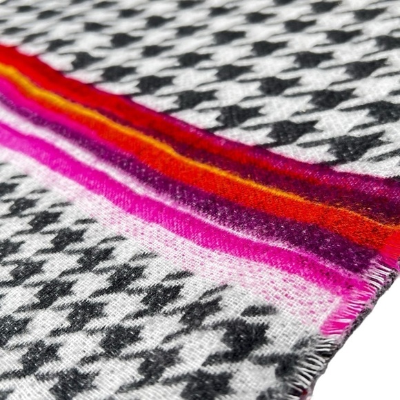 NWOT FRAAS Feel Cashmink Black White Houndstooth Multi Colored Oversized Scarf - Picture 12 of 16